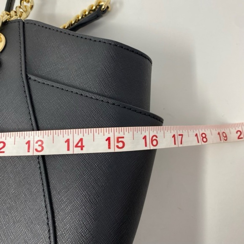 Michael Kors Womens Jet Set Travel Handbag Black Leather‎ Shoulderbag Tote Large - Picture 12 of 15